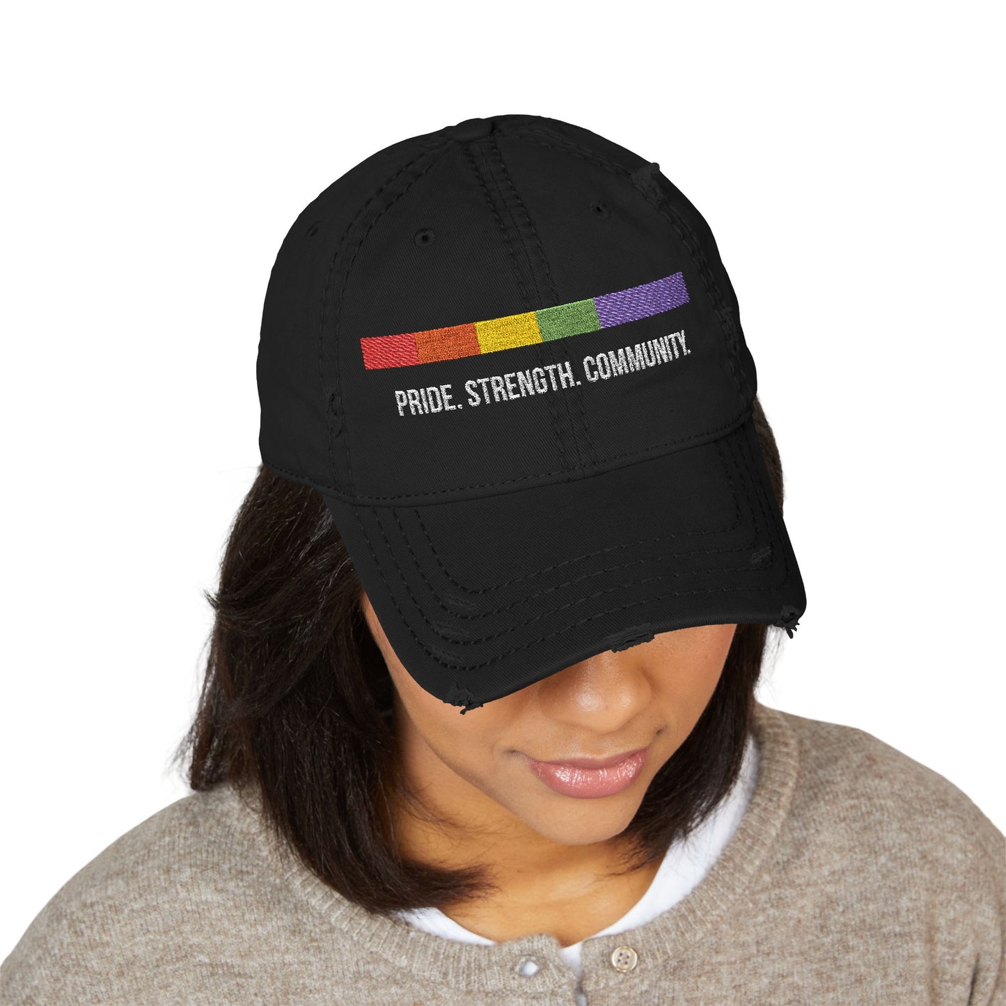 Embroidered Distressed Pride Hat