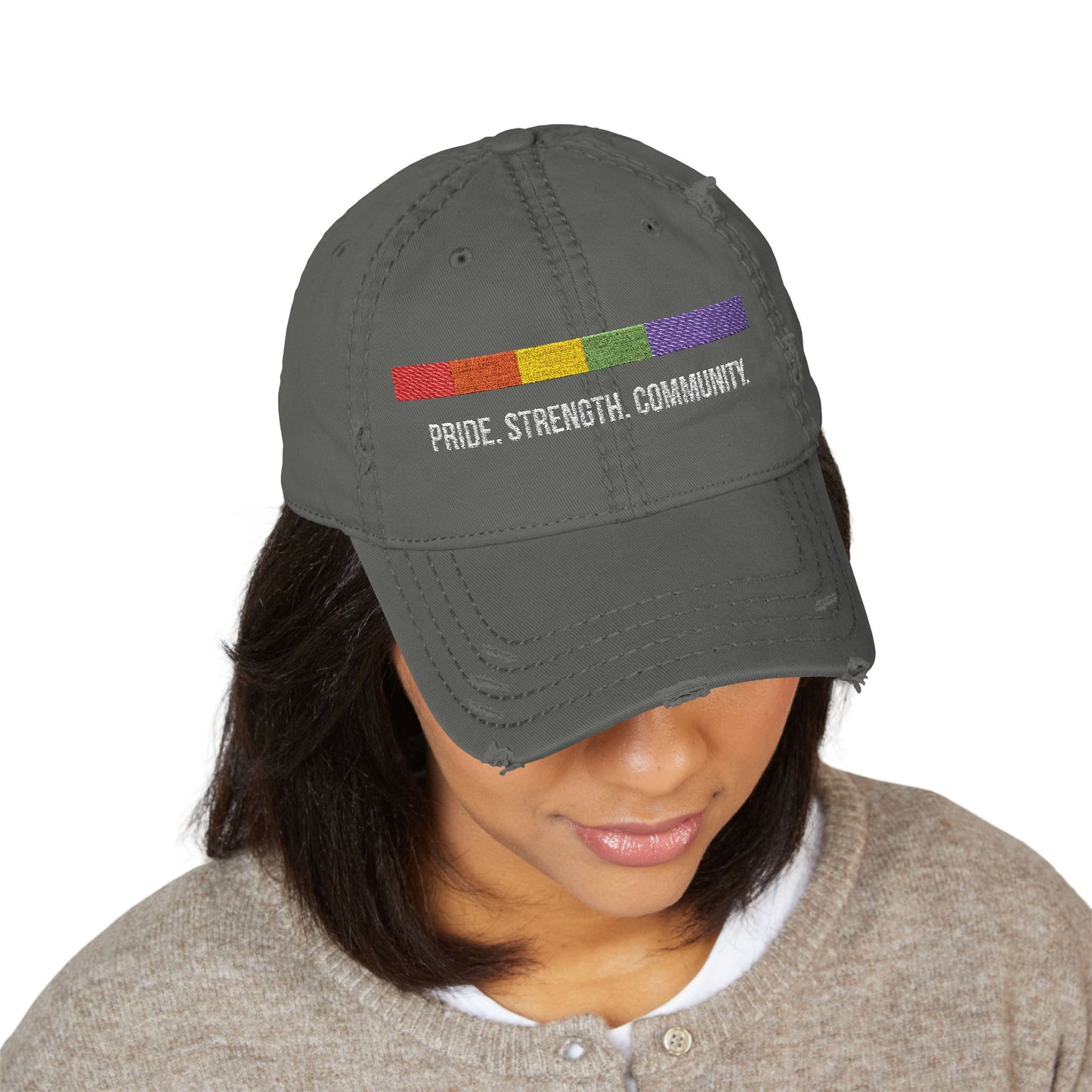 Embroidered Distressed Pride Hat