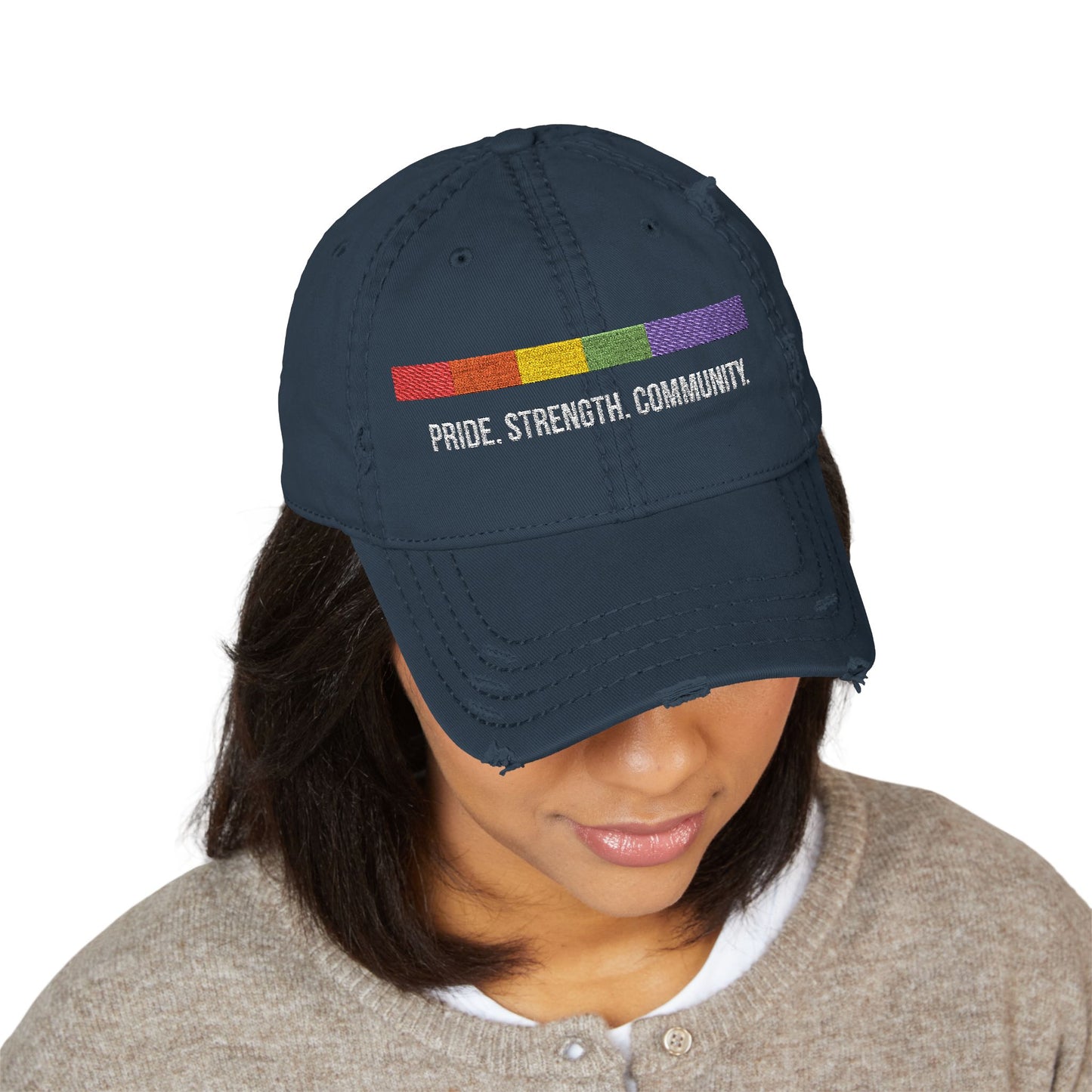 Embroidered Distressed Pride Hat